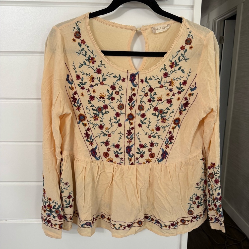 Altar' d state fully embroidered cream‎ blouse